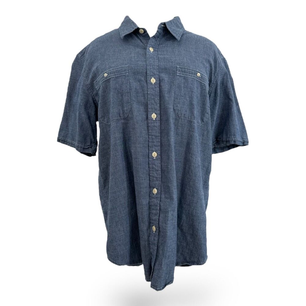 St. John's Bay Chambray Short Sleeve Men's Button-up Shirt Outfitters Sz Lrg EUC